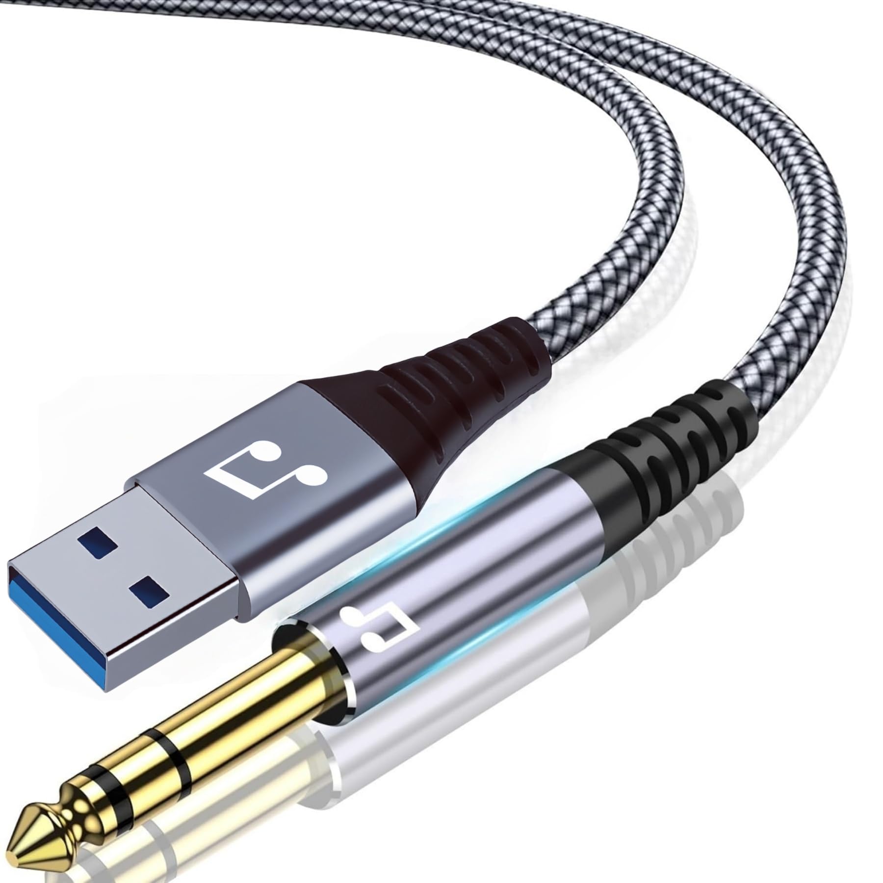 USB to 1/4 inch TRS Audio Stereo Cable 10FT,USB-A to 6.35mm Quarter inch Aux Jack Stereo Audio Cable for PC, Laptop, Amplifier, Mixer, Home Theater, Speaker ect