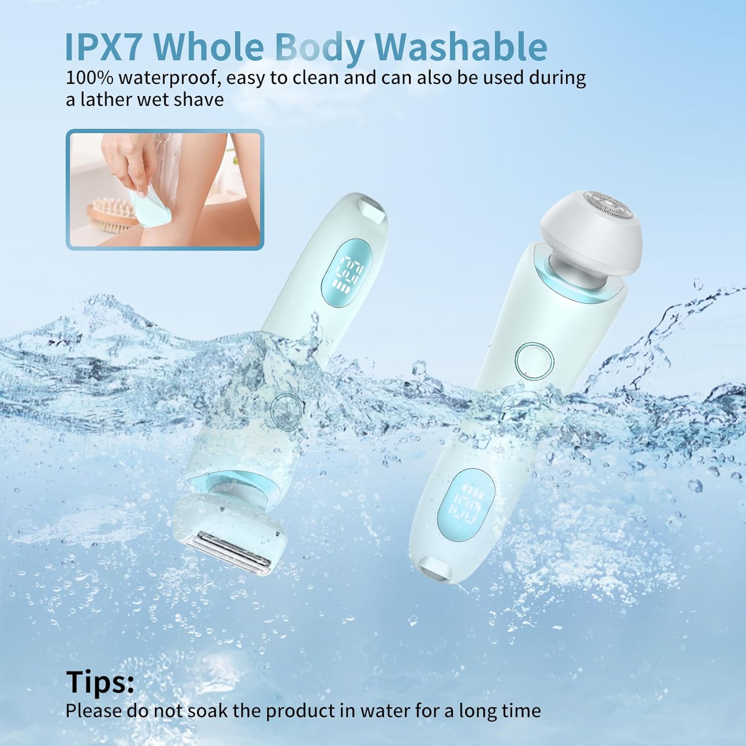 2 in 1 Electric Razors for Women, Electric Shaver for Women, Bikini Trimmer for Women, Silk Glide Pro Shaver, Waterproof Painless Wet & Dry, Removable Head, Womens Electric Razor for Legs, Body - Image 7