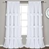 Homechoice Decor Thermal Insulated Blackout Window Curtains, 54" W x 84" L x 2 Panels, Boho Ruched Window Treatments with 3 Rows of Butterfly Flowers, Rustic Rod Pocket Drapes for Room, White (LQ-30)