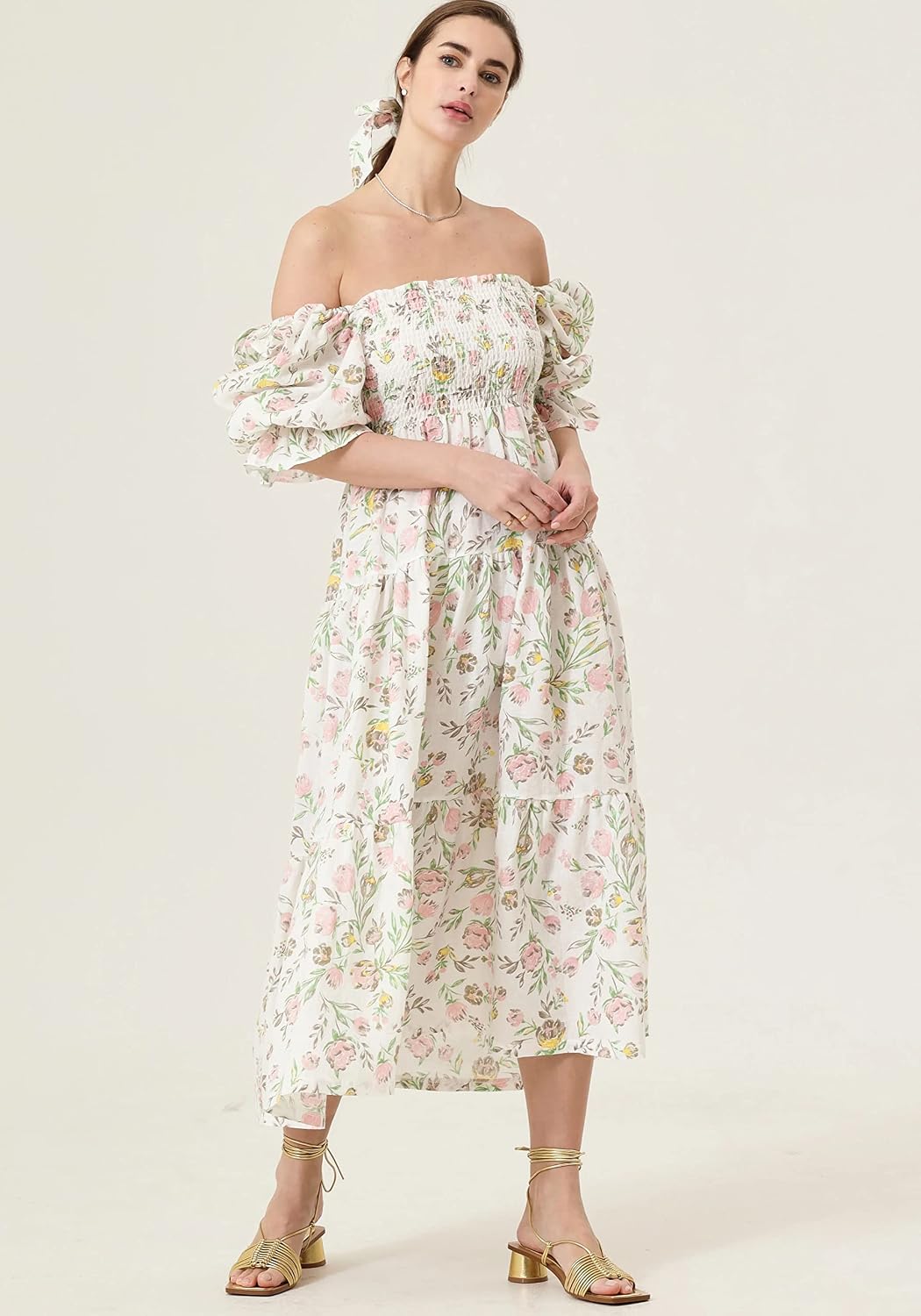 NOTHING FITS BUT Women's Cotton Linen Kiko Maternity Dress, Flowy Pregnancy Gown for Photoshoot, Baby Shower, Postpartum