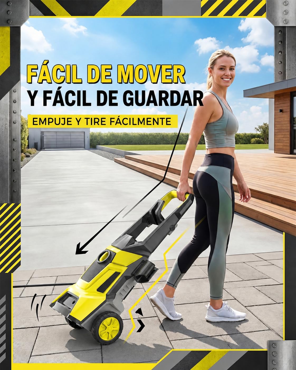 3000W Hidrolimpiadora de Alta Presión 135 Bar, Caudal 360L/h con Bomba de Aluminio Profesional, Manguera de 10m y Kit de Limpieza Completo para Coche, Jardín, Terrazas y Fachadas