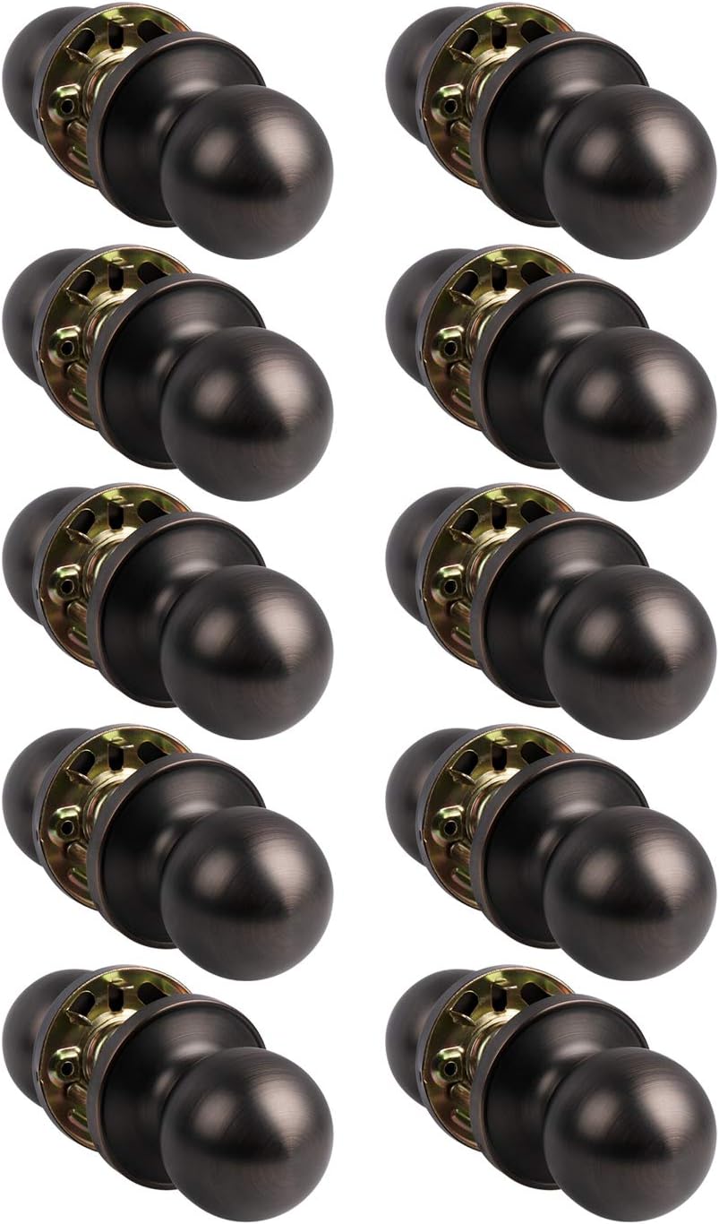 KNOBWELL 10 Pack Oil Rubbed Bronze Closet Door Knobs Passage Door Knob