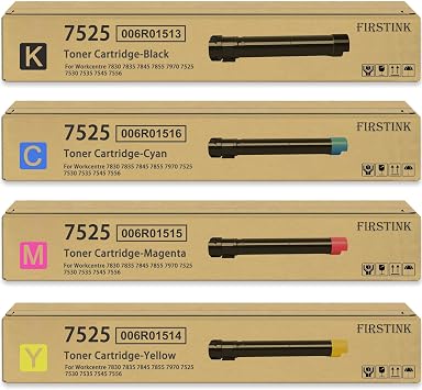 High Yield 7525 Toner Cartridges 006R01513 006R01514 006R01515 006R01516 Replacement for Xerox Workcentre 7830 7835 7845 7855 7970 7525 7530 7535 7545 7556 Printers Toner4-Pack