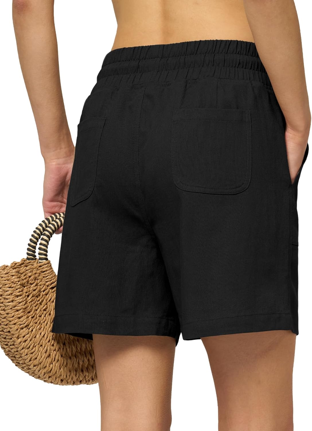 Linen Shorts for Women Casual Wide Leg Loose Drawstring High Waist Summer Beach Shorts 2025 Comfy 5" - Image 3