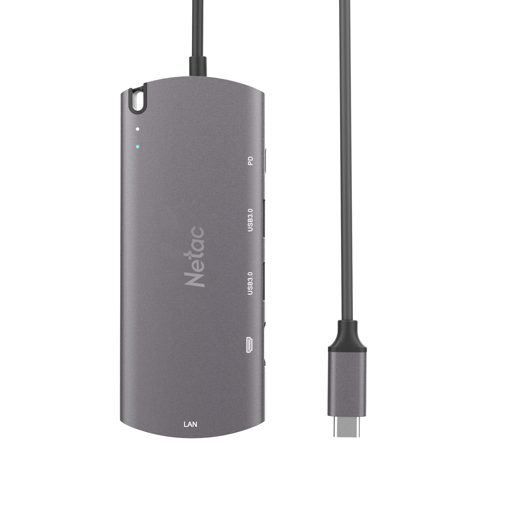 Netac Aluminiowa obudowa do M.2 SATA 6 w 1 - wejście (1xUSB-C, 1xPD Recharge), wyjście (2xUSB3.0-A, 1xHDMI, 1xRJ45, 1xM.2 SATA)
