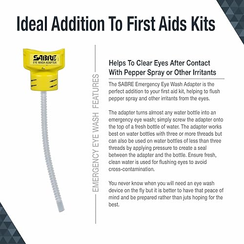 Miniatura 2 de SABRE Adaptador de lavado de ojos, convierte la botella de agua en un dispositivo de lavado de ojos, elimina los contaminantes del ojo, amarillo,