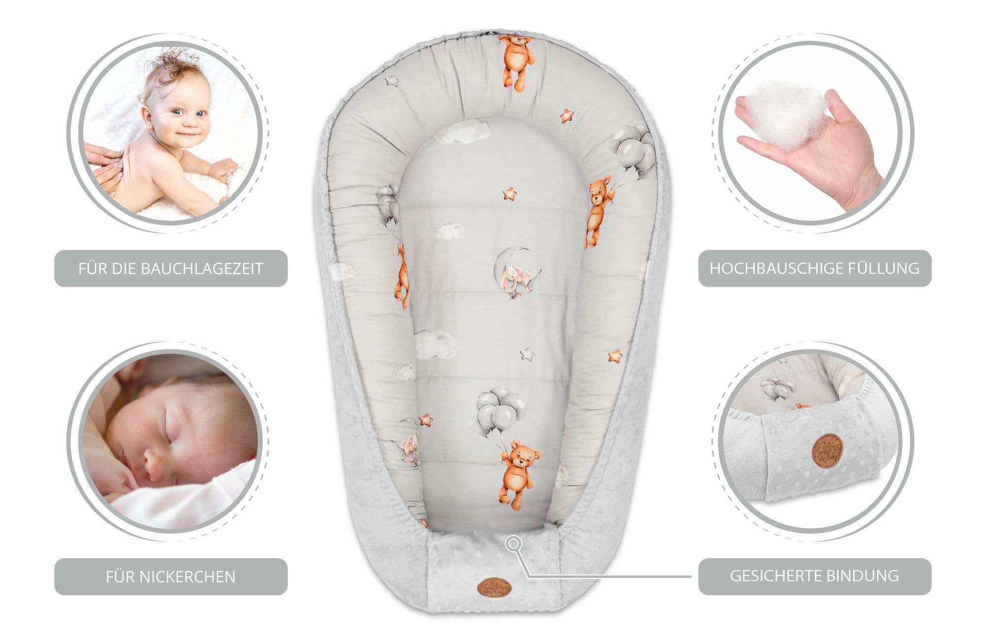 Riduttore lettino neonato - 90x50 cm nido culla pod cocoonababy babynest antisoffoco per bambina e bambino baby nest per neonati Orsacchiotti