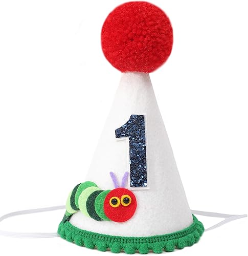 Miniatura 4 de Hungry Caterpillar - Corona de cumpleaños para niños, decoración de fiesta de primer cumpleaños, corona de aplastamiento de pastel