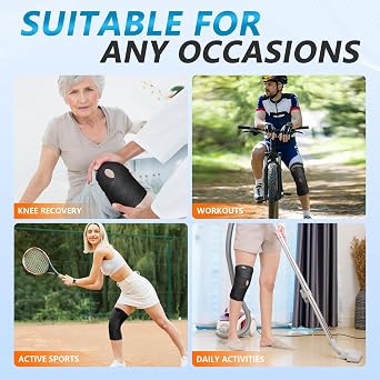 Lusenone Knee Support with Side Stabilizers, Adjustable Knee Brace for Men/Women, Compression knee Brace Support for ligament damage,arthritis,meniscus tear, ACL,MCL,Knee Pain Relief,Running,Sports