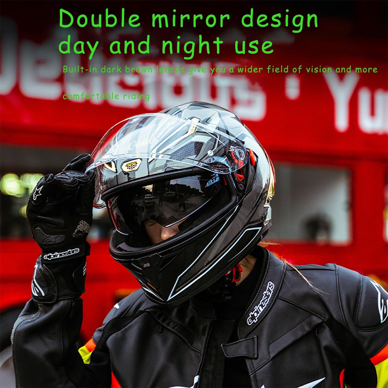 Certificazione Dot/ECECasco Moto con Occhiali Casco Moto integrale Aperto Casco Unisex Casco Moto integrale Sicurezza rinforzata e Traspirante Vale la pena acquistare