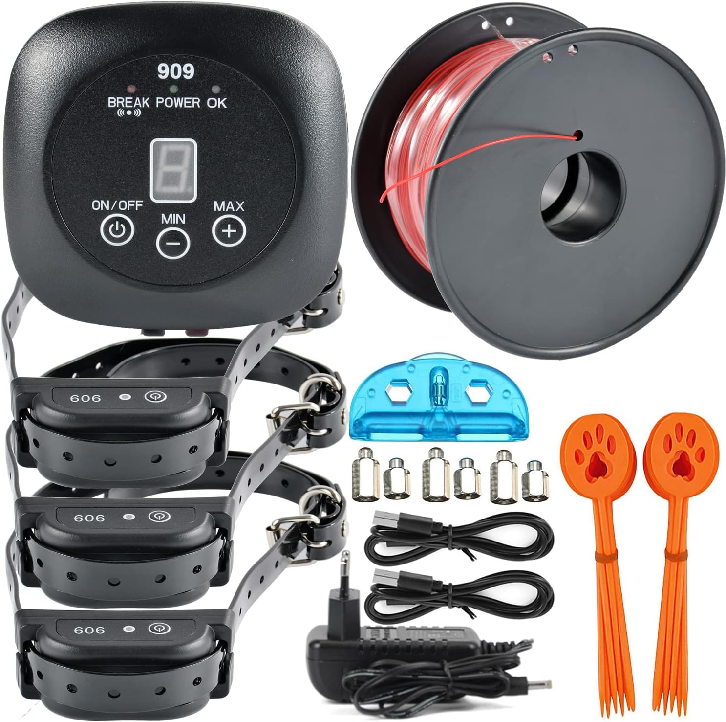 iMeshbean In-ground/Aboveground Pet Containment System, Electric Dog Fence, IP66 Waterproof & Rechargeable Collar, Shock&Tone Correction, 700Ft Wire (for 3 Dogs)