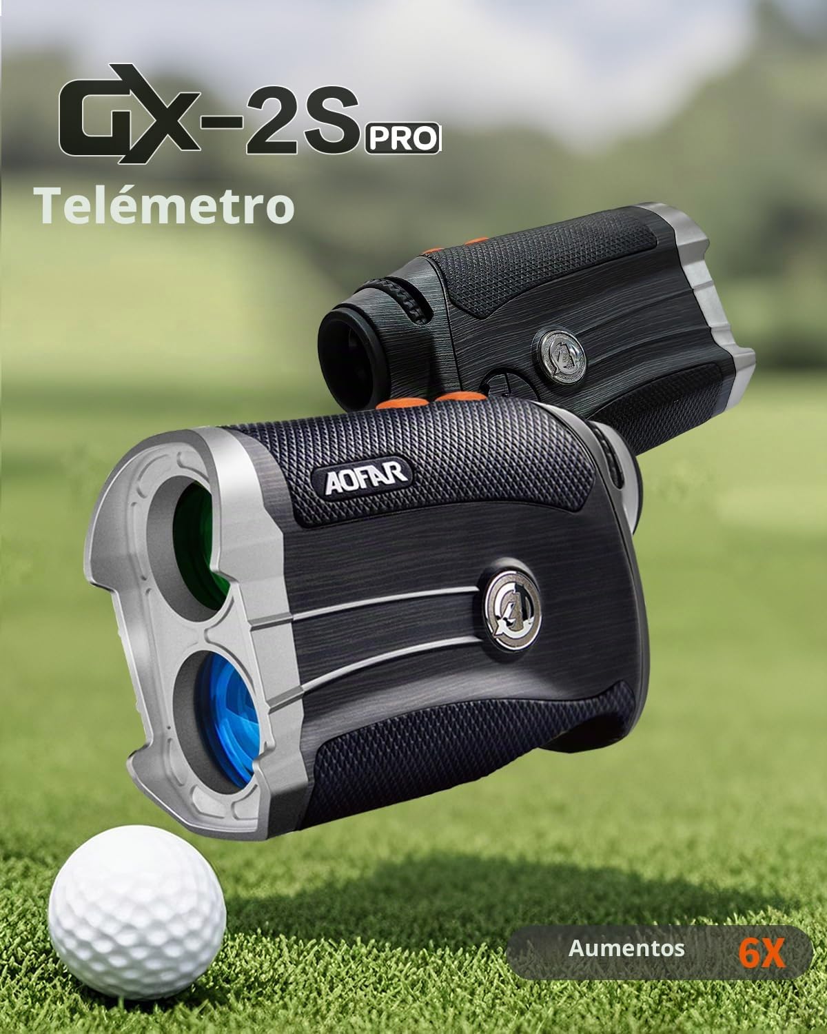 AOFAR Telemetro Golf y Caza, GX-2S Pro Telémetro Laser Ajustable Modo Dual, 1000Y con Pendiente On/Off, Bloqueo de Bandera y Vibración, Distancia Angular y Horizontal, Empaquetado para Regalo