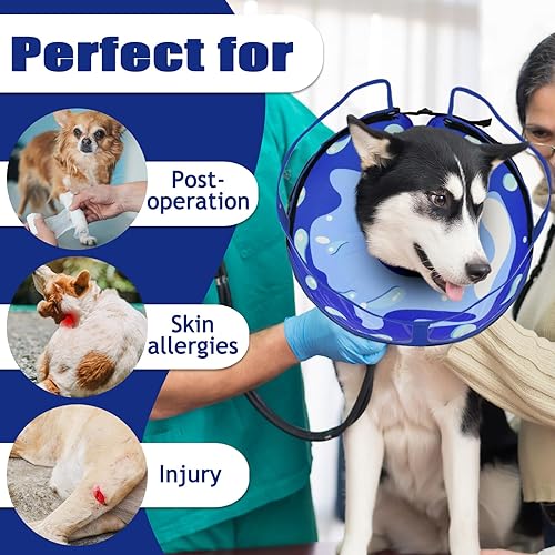 Miniatura 6 de BARKLESS Cono de perro, collar de dona suave para perro después de la cirugía para perros pequeños, medianos y grandes, cono inflable para perro con