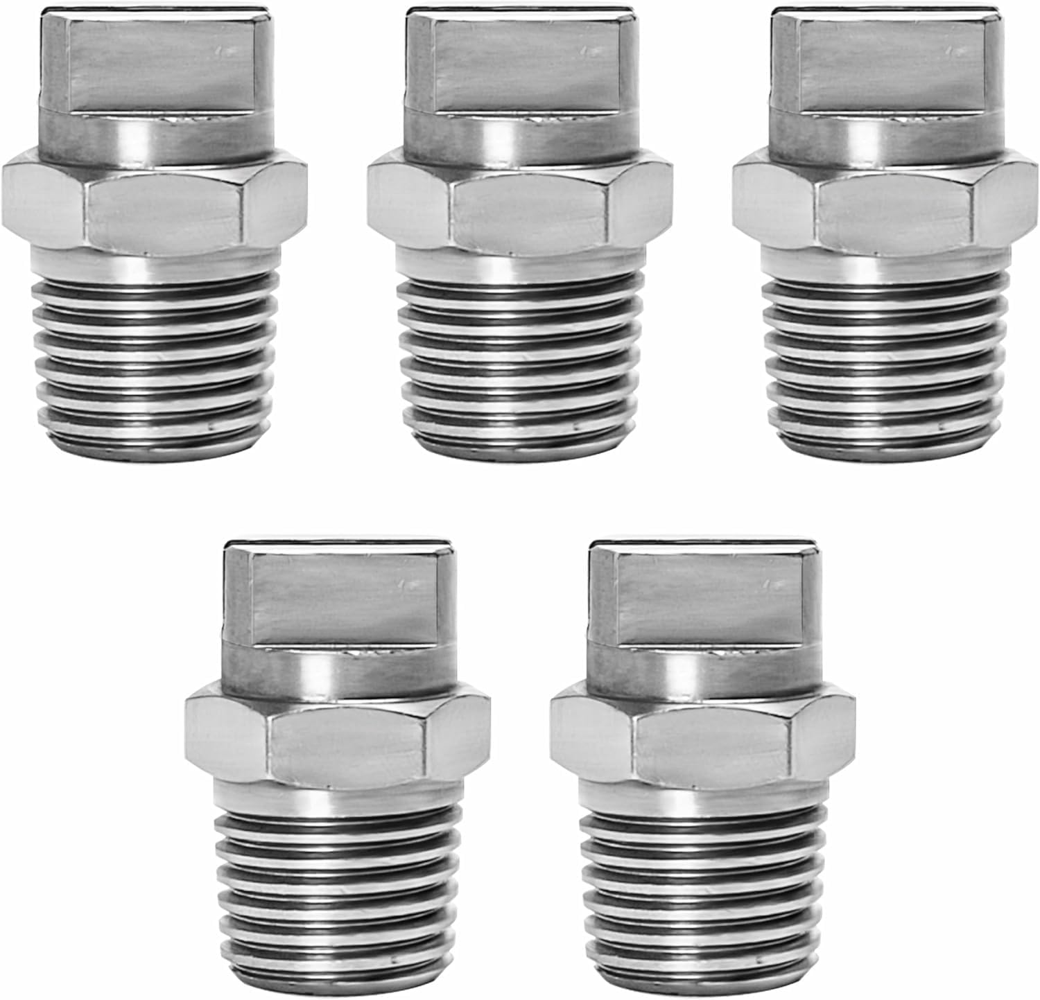 Marsrut 5 Pieces Flat Fan High Pressure Washer Spray Tip - 1/4BSPT Male Thread 304 Stainless Steel Nozzle - 65 Degree 2mm Orifice Diameter - Easy to Install