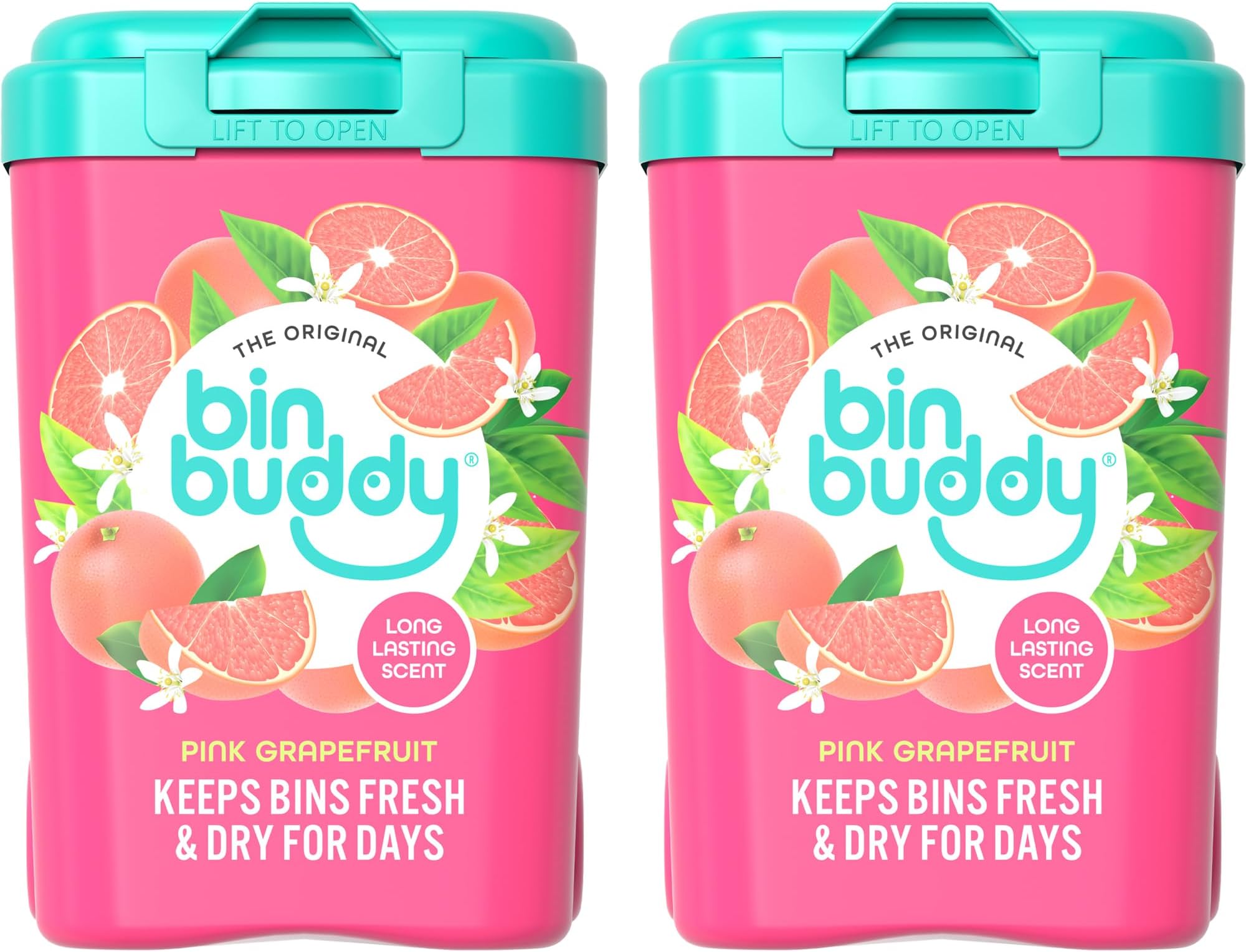 Pink Grapefruit, Pack of 2 - Leaves Your Bin Fresh and Smelling Great – Suitable for Indoor, Kitchen, Bathroom, Compost, Food Waste and Outdoor Wheelie Bins