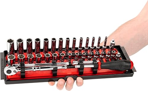 Miniatura 7 de TEKTON SKT03201 - Juego de llaves de 6 puntos y trinquete de 14 pulgadas con rieles, 35 piezas (0.157-0.591in)