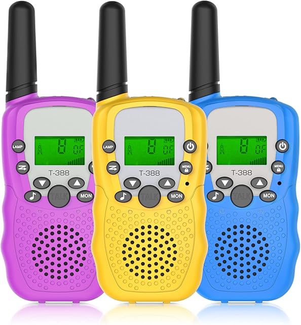 NATRKE Walkie Talkies for Kids 3 Pack, Toys for 3-12 Year Old Boys Girls Birthday Gifts Walky Talky with Backlit LCD Flashlight VOX Function 8 Channels 2 Way Radio, 3KM Range Outdoor Camping Hiking