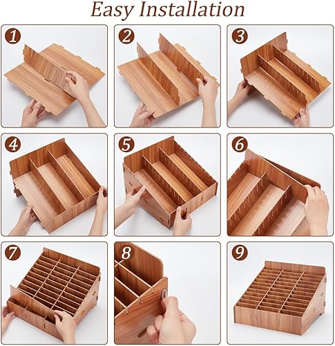 Miniatura 4 de BENECREAT Caja de almacenamiento de madera para teléfono celular de 36 rejillas, organizador de escritorio creativo para reuniones de oficina,