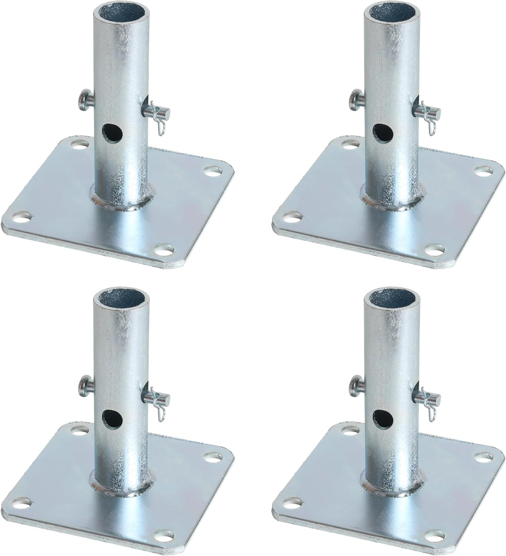 4.7"x 4.7"x1-5/16 OD Galvanized Scaffold Base Plates Silver (Set of 4)