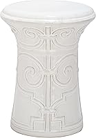 Safavieh Castle Gardens Imperial Garden White Ceramic Garden Stool - Versatile Indoor Outdoor Plant Stand Patio Accent 15.5"