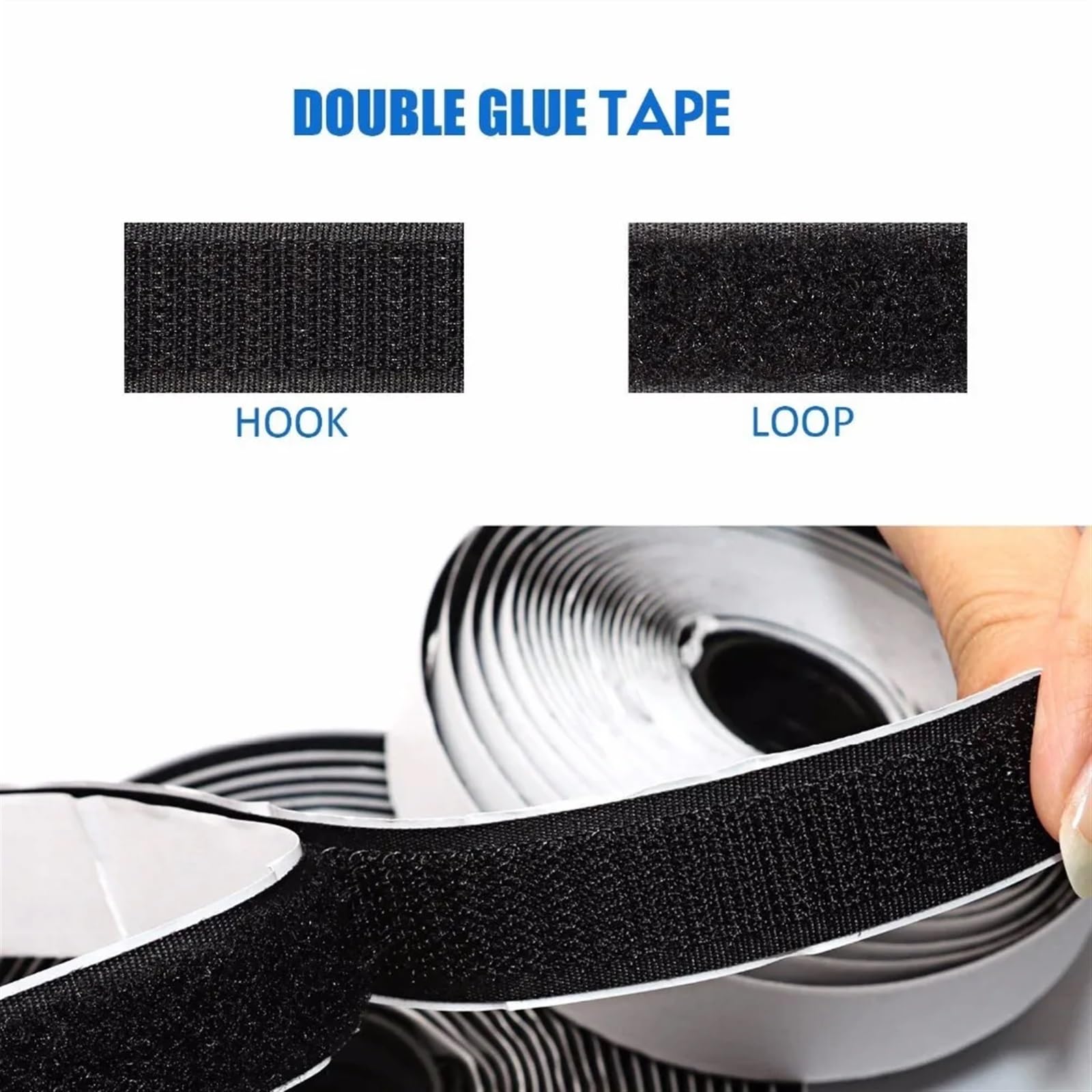 Adhesivo Fuerte Hook Y Loop Cinta adhesiva autoadhesiva de 2 ganchos y bucle 10M, cinta alta resistencia, reutilizable doble cara(White 10Mx30mm)