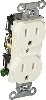Hubbell BR15WHI Receptacle, Duplex Straight Blade, Common Ground, 15 amp, 125V, B/S, White
