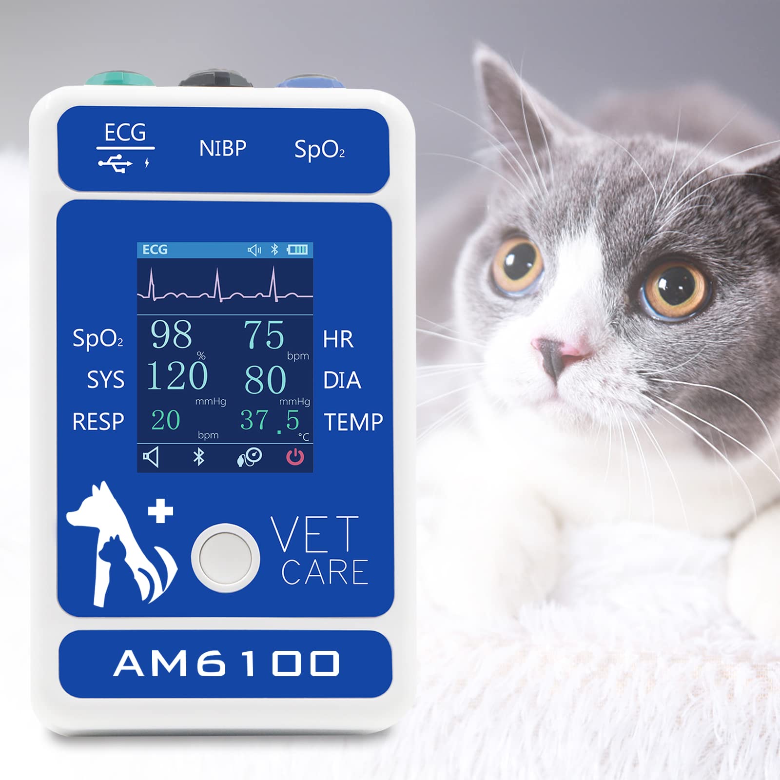 Monitor veterinario para datos de mascotas, presión arterial de perro, gato, corazón, perro, iv, fluidos, gran danés Spo2, leones, presión arterial