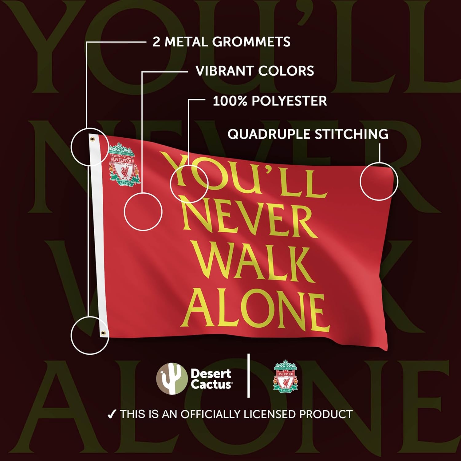 Desert Cactus Liverpool FC Flag Football Club Soccer 100% Polyester Indoor Outdoor 3x5 feet Flags (Flag K) - Image 4