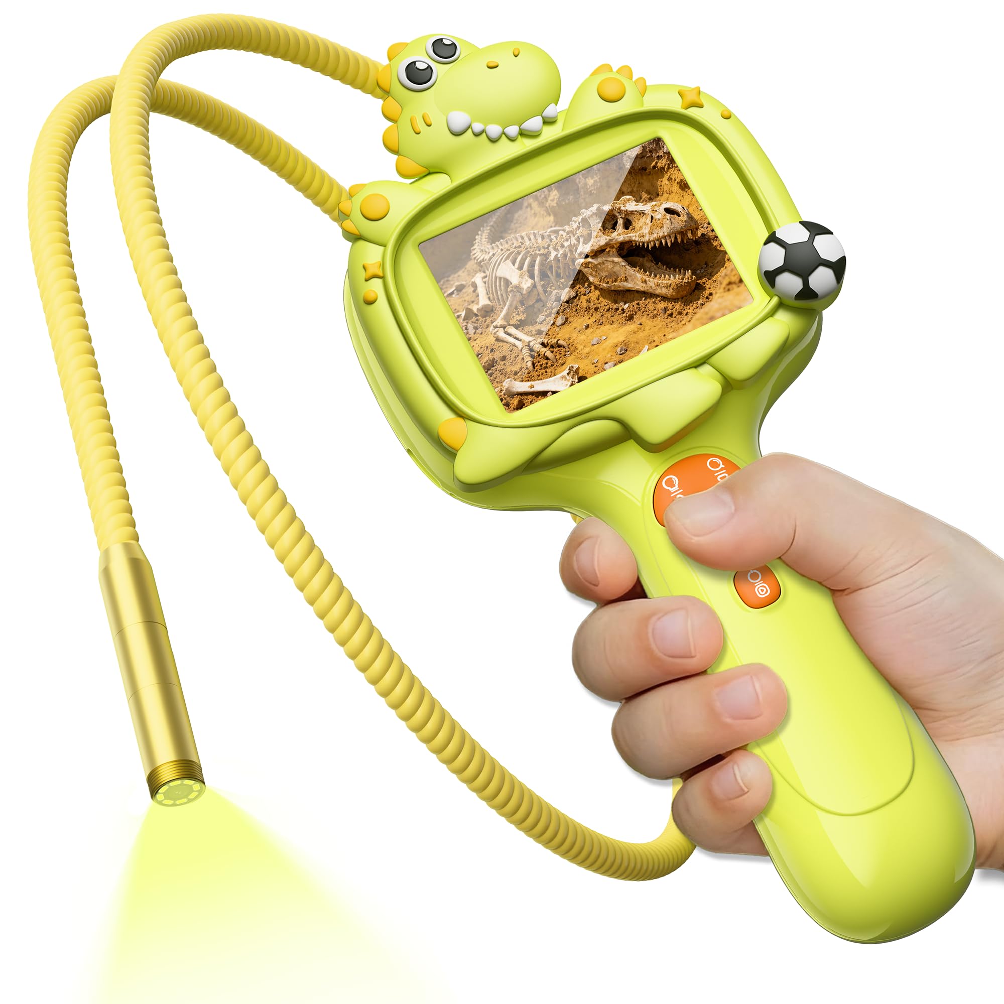 Dinosaur Borescope Snake Camera Toy: Kids Outdoor Toy Kits, Camping Exploration Portable Toy with Lights & 2.4" Screen, Educational STEM Birthday Gift for Boys & Girls 3 4 5 6 7 8 9 10-Year-Old