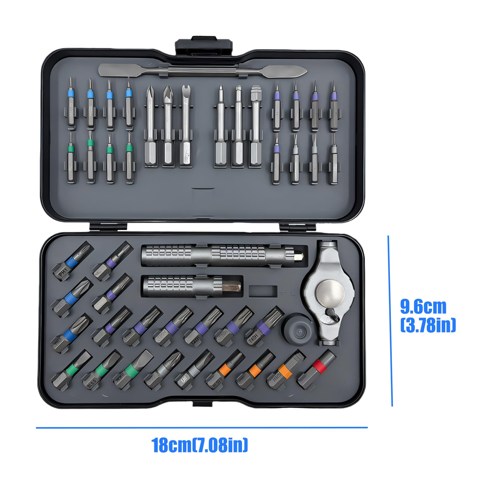 Juego de destornilladores multifuncionales 47 en 1 con ejes de acero y mango ergonómico para trabajo de precisión, juego de herramientas ergonómicas