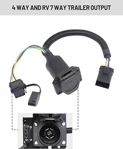 Miniatura 7 de Oyviny Adaptador de remolque RV de 7 vías y 4 vías para Dodge Ram Dakota 2000-2009, para Jeep Grand Cherokee Liberty Relpace para 56038366AB 7 pines