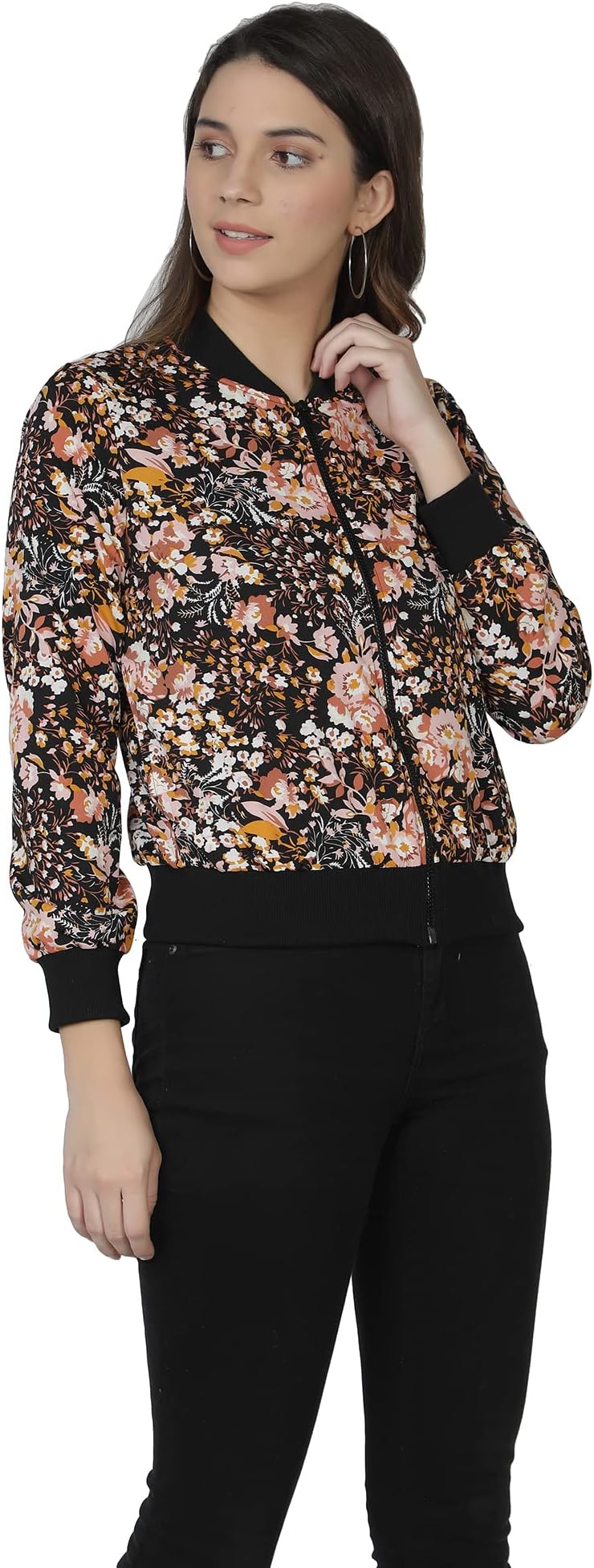 Women Full sleeve Multi Floral Printed Bomber Jacket