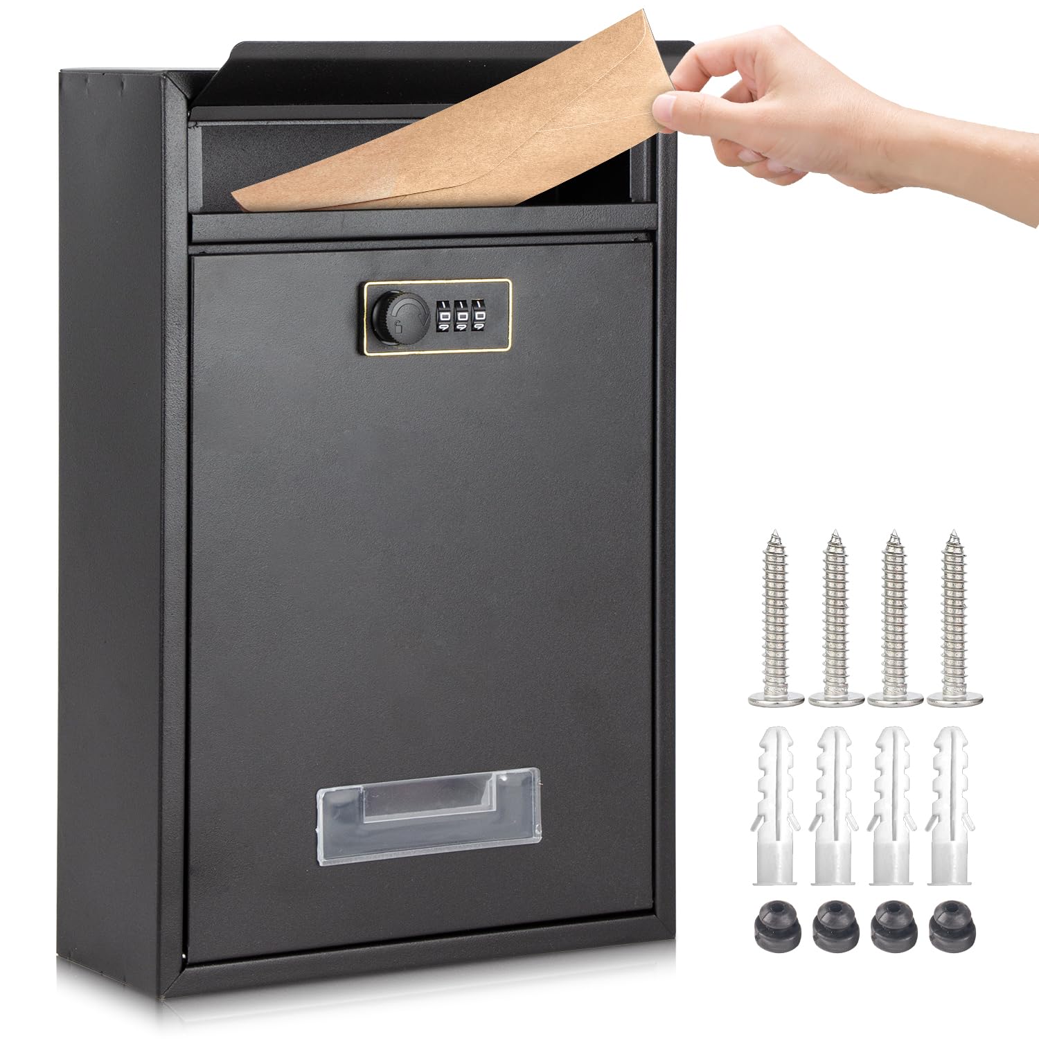 Mailboxes Wall Mounted Waterproof Lockable Post Boxes Steel Post Box with Combination Lock 32 x 21.5 x 8.5 cm Lockable Post Boxes-image-10