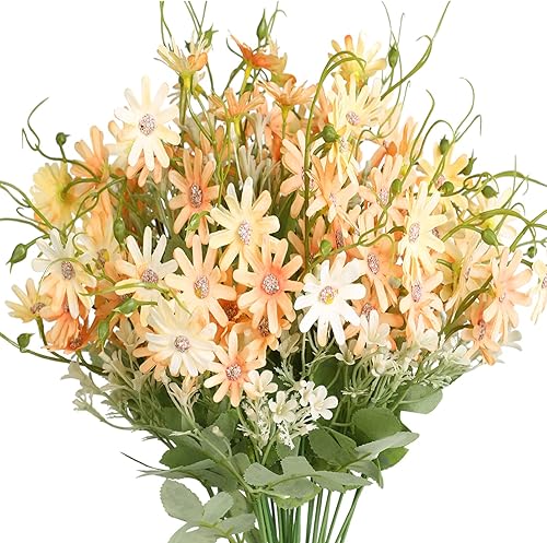 Miniatura 1 de 6 paquetes de flores silvestres artificiales, margaritas, vegetación falsa, ramos de seda de plástico, resistentes a los rayos UV, arreglos de