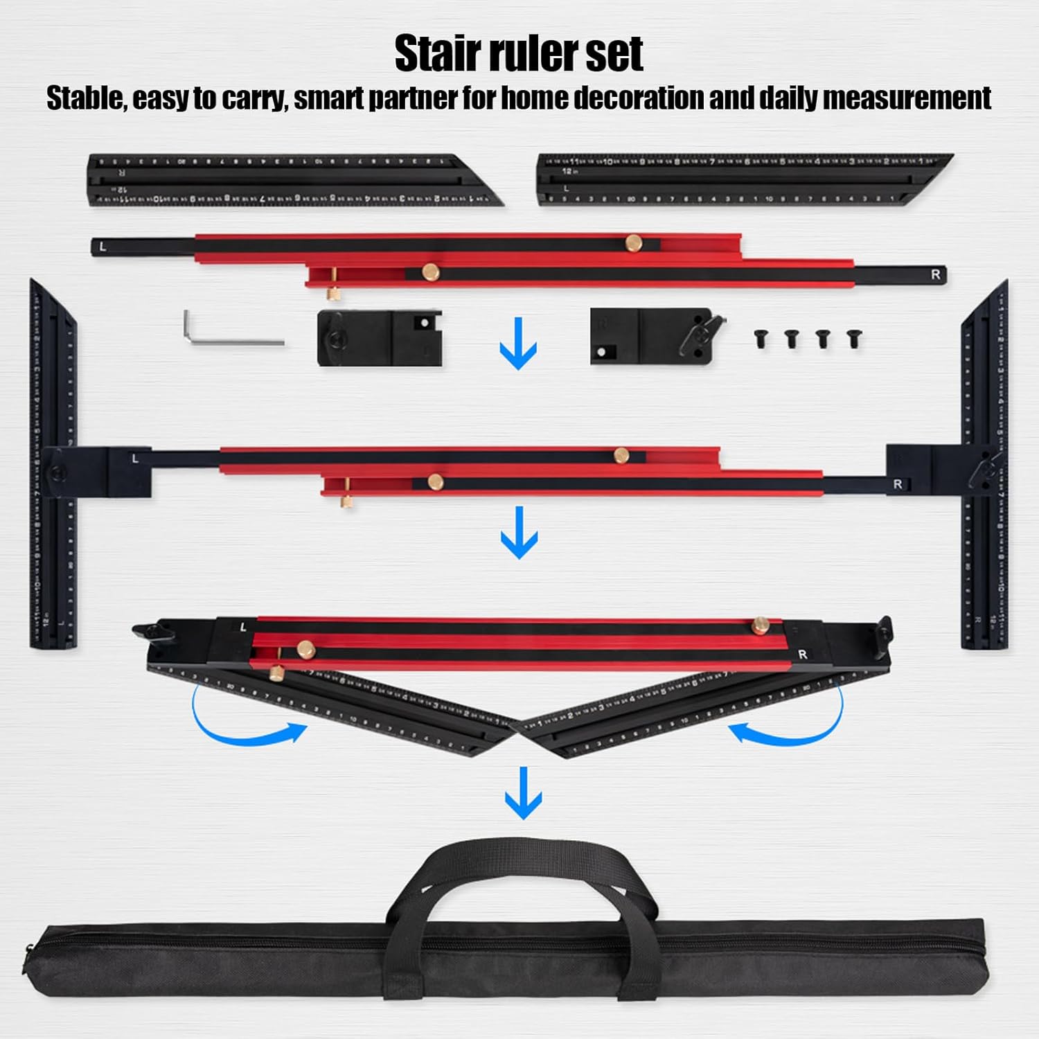 Step Gauge Jig - Stair Tread Template Tool, Multifunctional Positioning Device Ergonomic Feature, Measurement Aid Practical Look, Construction Work Gear, Template Jig for Sheetrock, Ceiling, Flooring