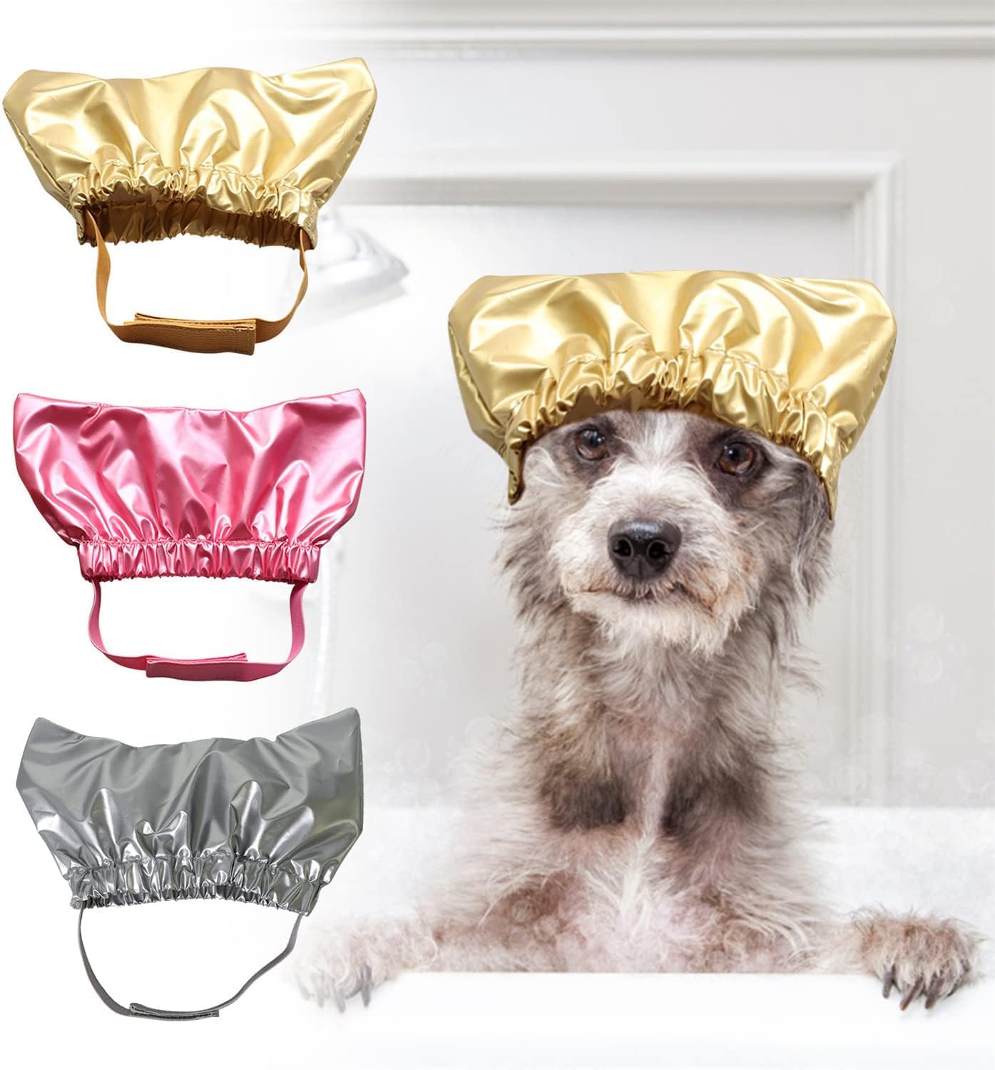 Pet Supplies Cat and Dogs Bathing Waterproof Cap,Pet Shower Caps, Waterproof Adjustable Long Rubber Band Pet Dog Earmuffs for Washing Cat, Gift for