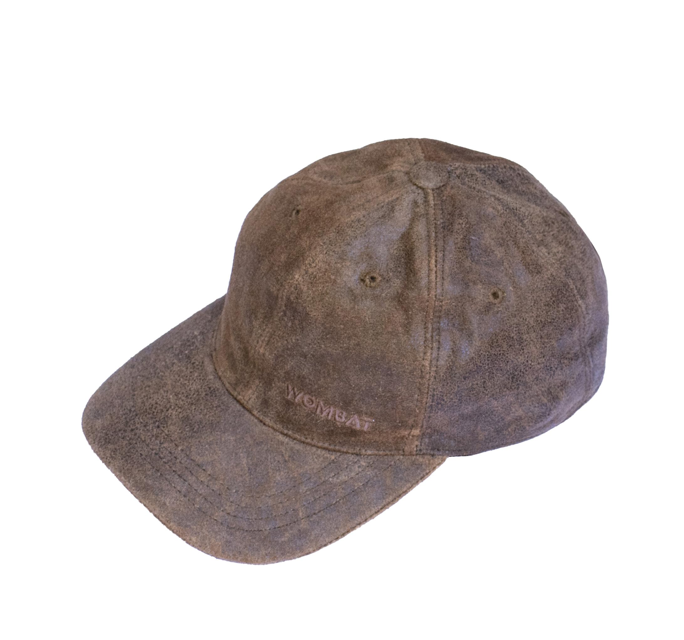 Wombat Leather Unisex Tan Baseball Cap – Weathered Genuine Leather Hat For Men & Women, Lightweight Foldable Outdoor Cap, Upf 50+ Sun Protection, Adjustable Strap, Hiking Travel Fishing Hat