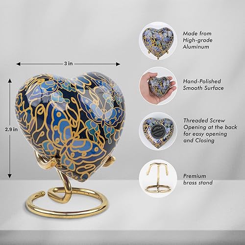 Miniatura 3 de Urna de cremación de mariposa pequeña de recuerdo para cenizas humanas con soporte, pequeños recuerdos de cremación para cenizas, urna de entierro
