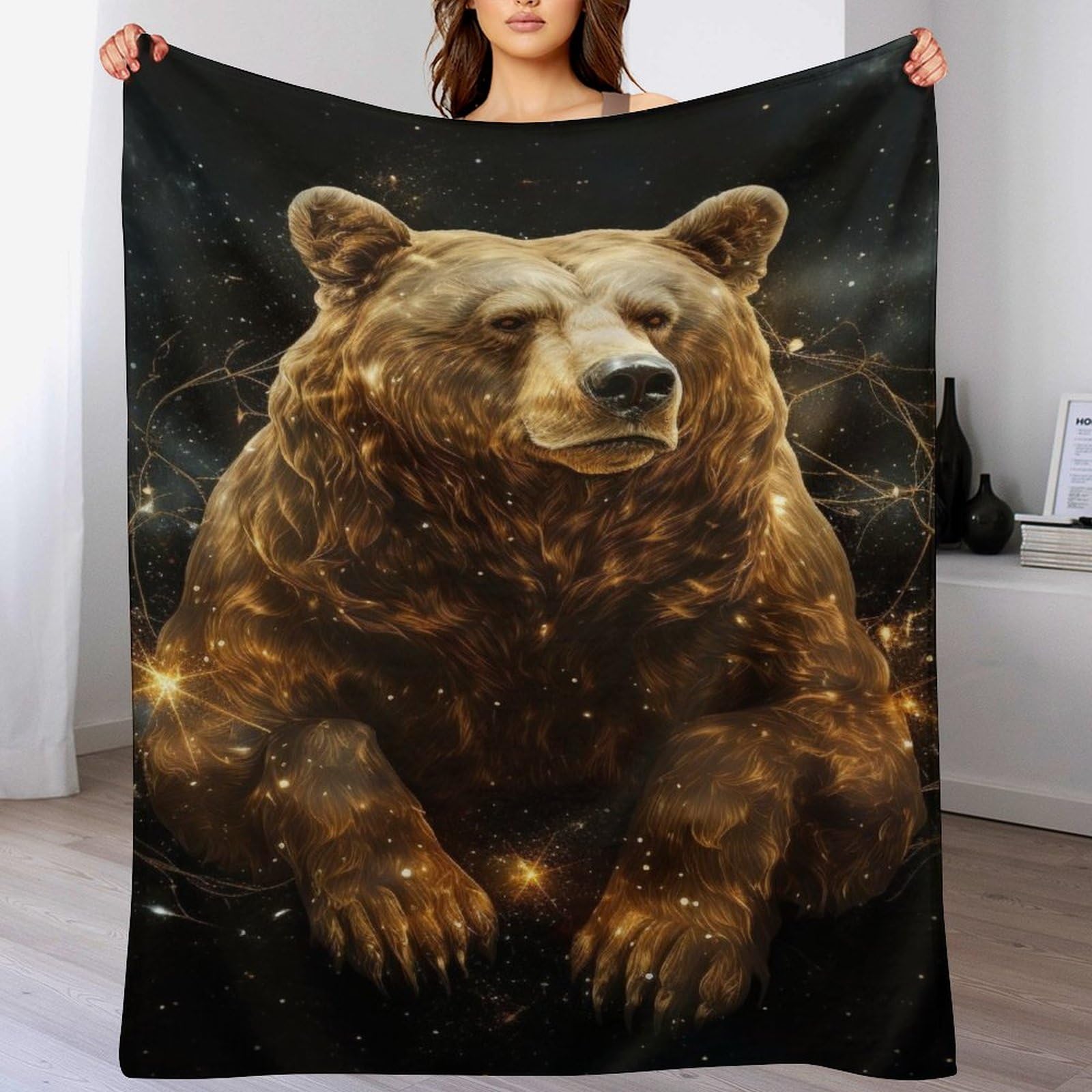 Couverture ours pour canapé, flannel douce et lavable pour le salon