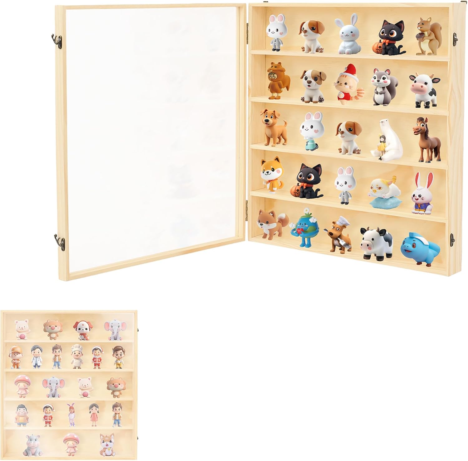 Display Cabinet with Acrylic Doors, 5-Tier Wall-Mounted Display Case, Collectibles Toy Organizers Rack & Display Shelf, Model Cars Wooden Display Case