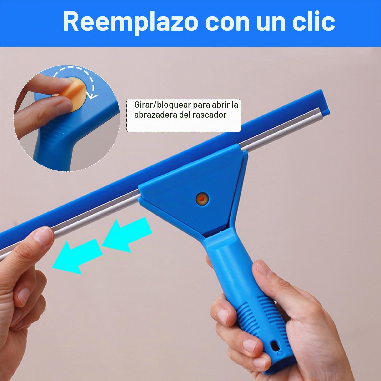 Set de limpieza de ventanas, limpiacristales con cubo de 12 l, escobilla para ventanas, paño de microfibra y paño para cristales, set de limpieza de ventanas para el hogar (4 varillas extensión 40 cm)