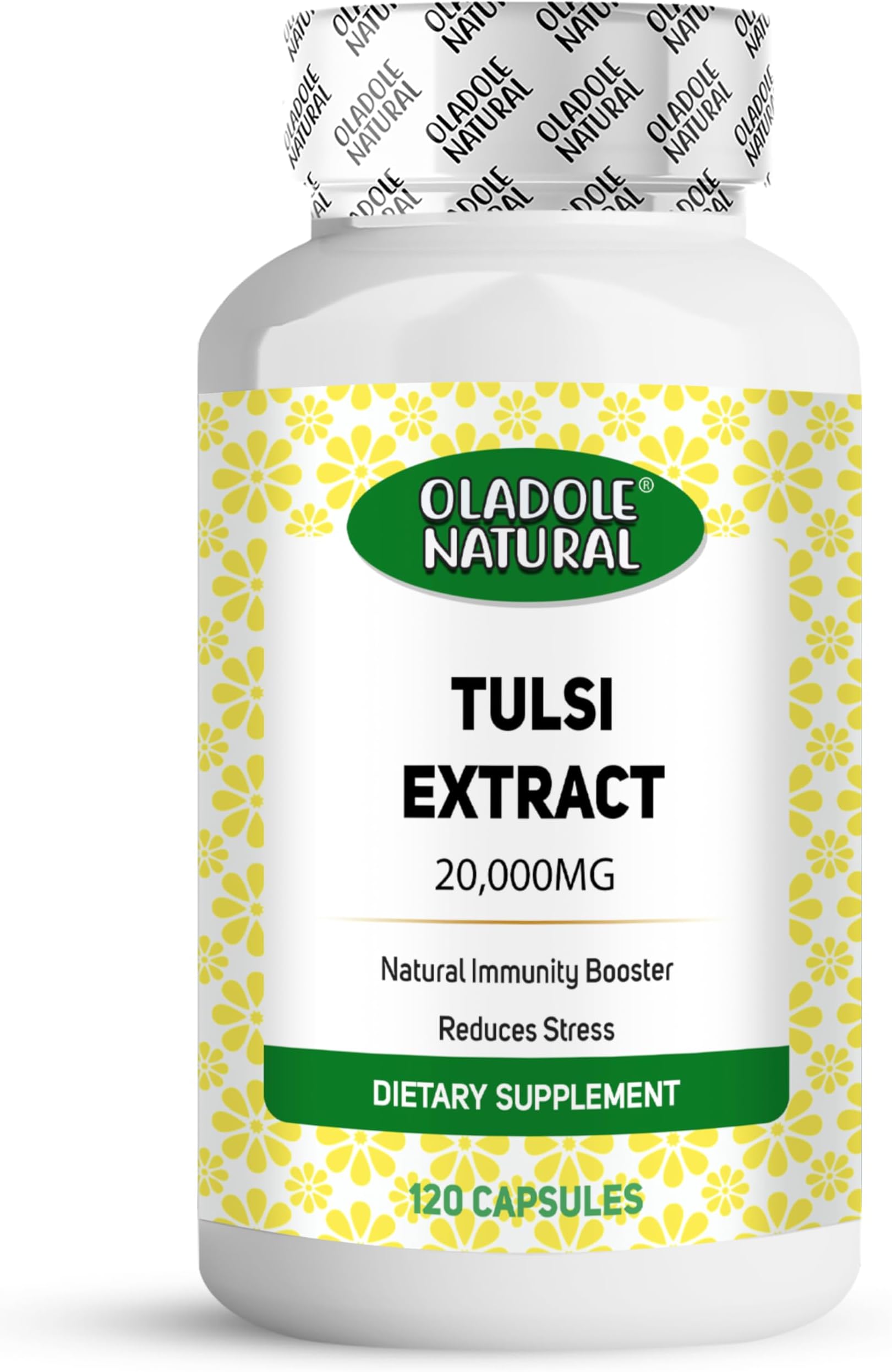 Oladole Natural Tulsi Extract - 20000mg (120 Capsules) | Improves Skin, Hair Health, Anti-Oxidant, Anti-Inflammatory, Remedy for Cold, Cough, Immunity Boost, Respiratory Health | Non-GMO, Gluten Free