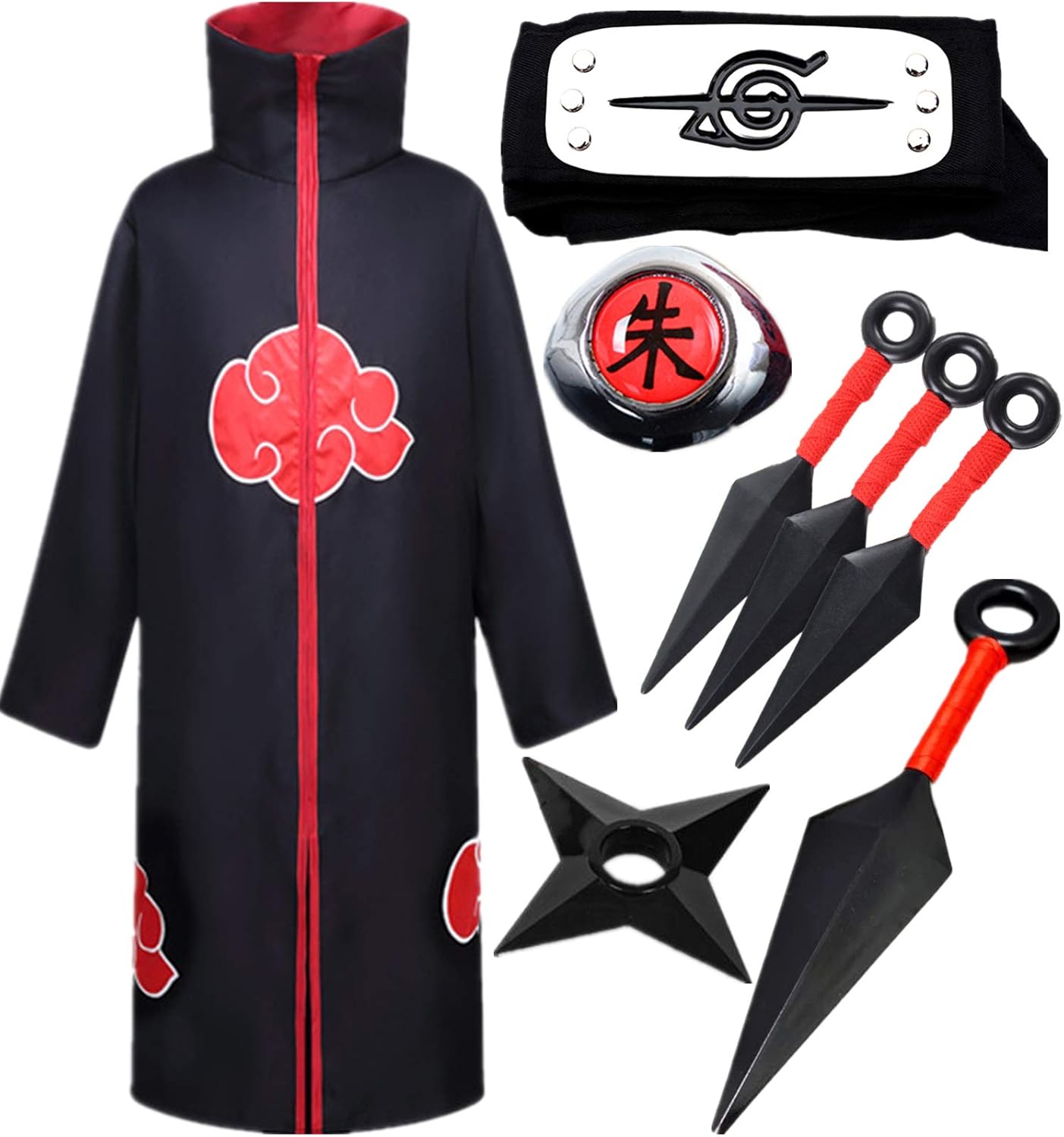 SUSICH Anime Akatsuki Uchiha Itachi Disfraz Cosplay Fiesta De Carnaval De Carnaval De Halloween Nube roja Capa Venda Niño Adulto Accesorios