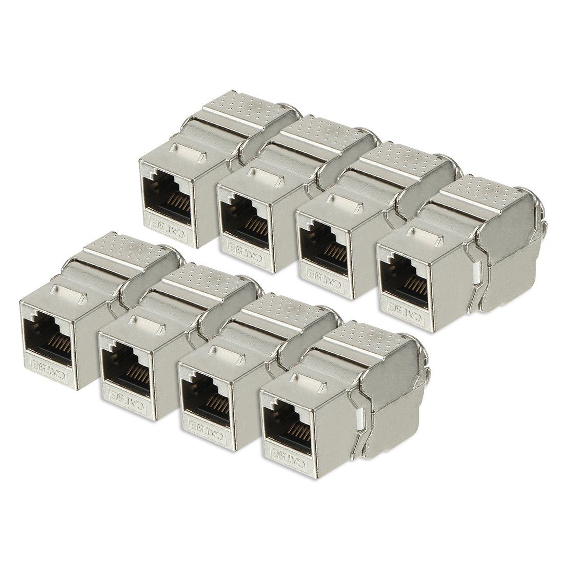 Aexit RJ (Distribution electrical) 45 keyston_e Jack Module Cat.5E FTP 500 Mhz 10GB No Tools Needed Shielded - 8 (27ry253qf82) Pack Silver-image-26