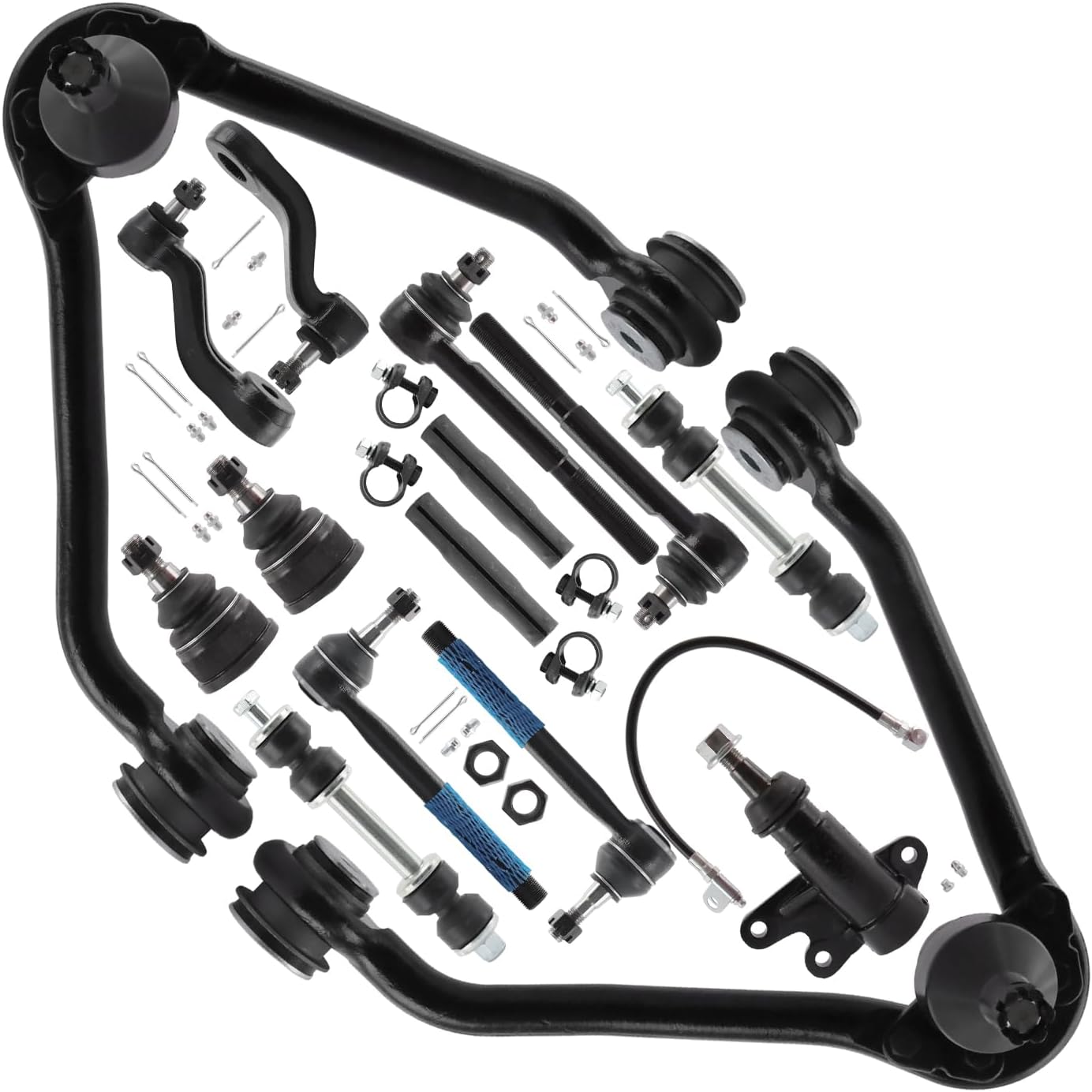 VibeUp Front Upper Control Arms Ball Joints Sway Bars Tie Rods for Chevy GMC C1500 C2500 C3500 C1500 Suburban, 15pcs Front Steering Suspension Kit - K621233&K621234 K6445 K5252 ES2836 ES2837 ES2004