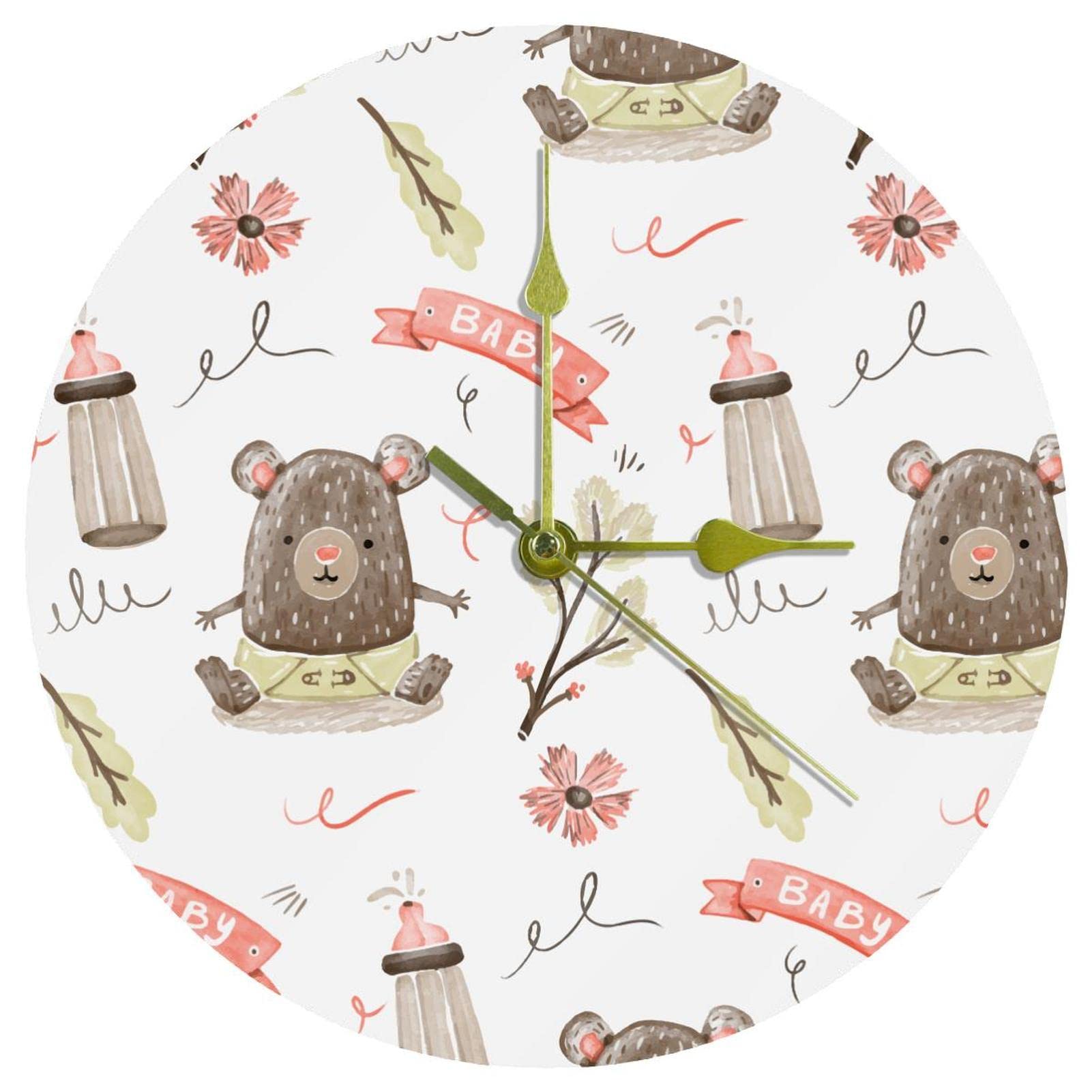 Horloge murale en acrylique design aquarelle 24 cm montre ronde de salon haut de gamme