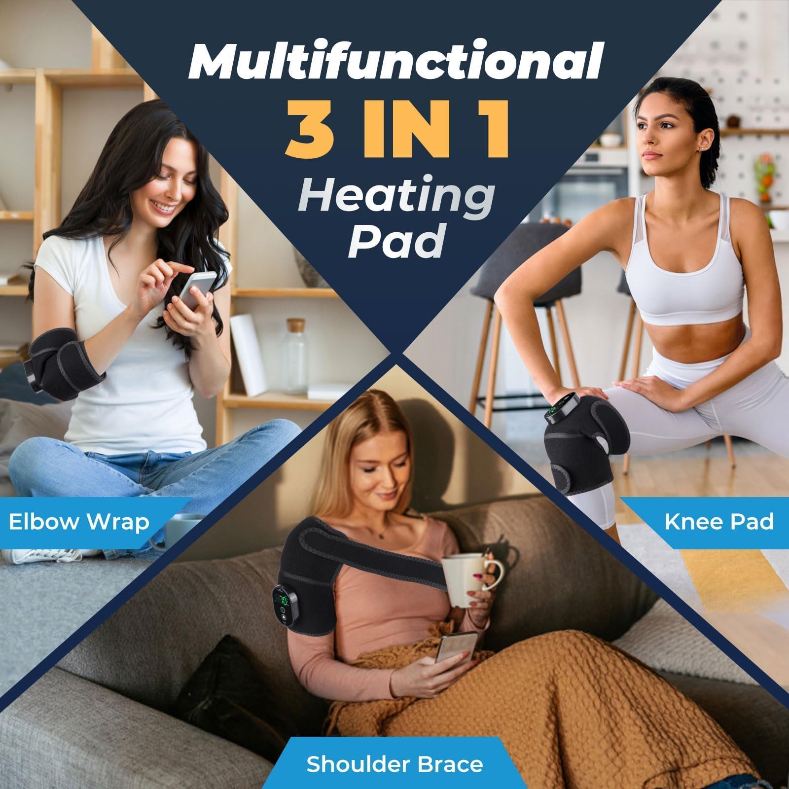 NORTHERN BROTHERS Knee Heating Pad to Keep Knee Warmers, Warm Heated Knee for Pain Relief, Portable Heated Knee Brace for Shoulder or Elbow