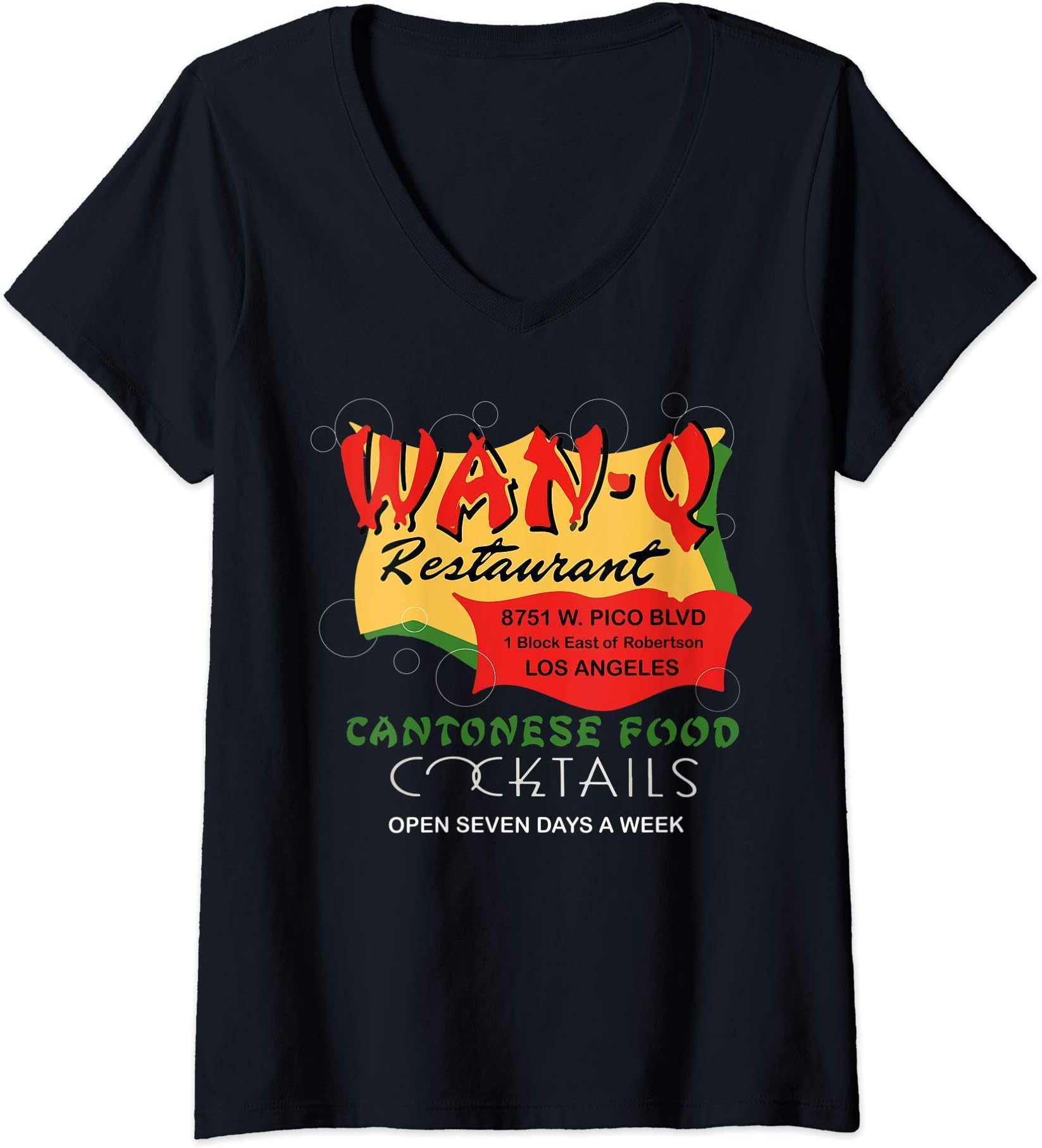 Womens Wan-Q Matchbook Vintage Restaurant Matchbook Reproduction V-Neck T-Shirt