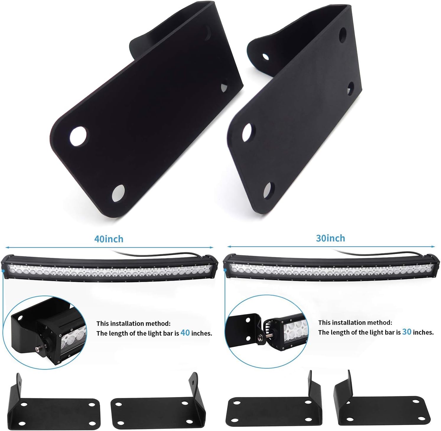 SMT- Black 30" 40" Curved LED Light Bar Mounting Brackets Compatible With 2010-2019 Dodge Ram 2500 3500