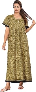 Monique Nighty for Women Cotton Nighty for Women Floral Printed Maxi Gown Ankle Length Nighty- Free Size Price In India